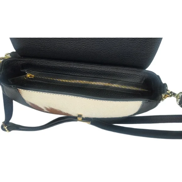 Charlie Leather Adeluccina Black Leather & Fur SM/Med Shoulder Bag/Crossbody-NWT - Picture 8 of 13